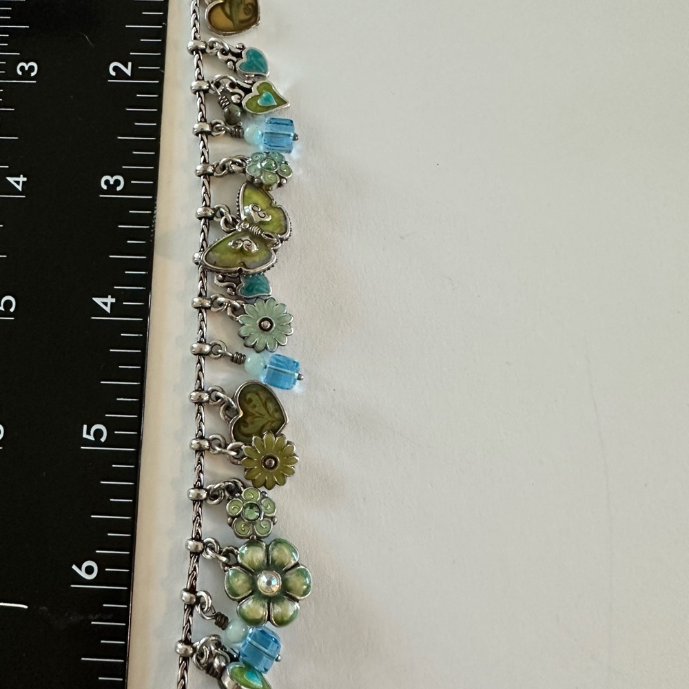 Brighton Silver Bracelet with Green and Blue Charms